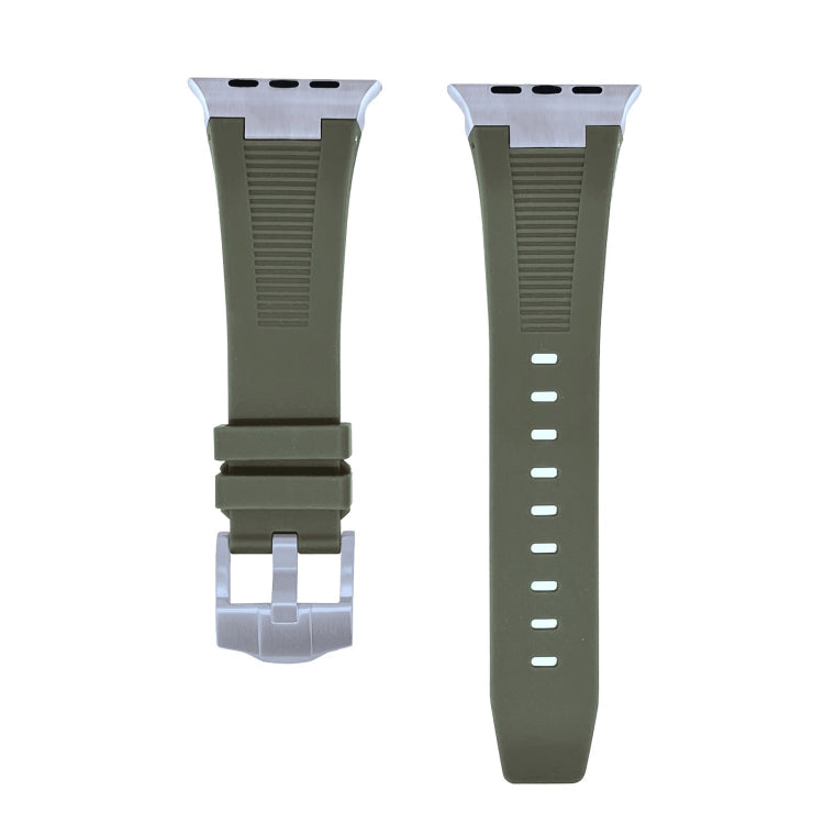 Skorter | For Apple Watch Series 9 45mm Loners Liquid Silicone Watch Strap (Titanium Green)
