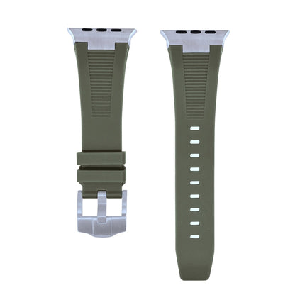Skorter | For Apple Watch Series 9 45mm Loners Liquid Silicone Watch Strap (Titanium Green)