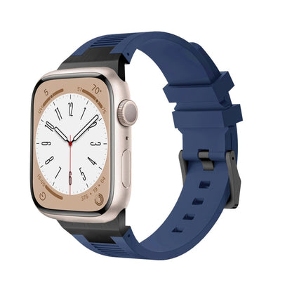 Skorter | For Apple Watch 42mm Loners Liquid Silicone Watch Band (Black Midnight Blue)