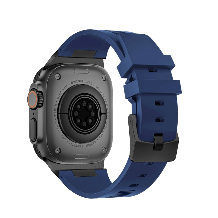 Skorter | For Apple Watch 42mm Loners Liquid Silicone Watch Band (Black Midnight Blue)