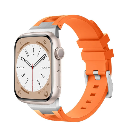 Skorter | For Apple Watch 42mm Loners Liquid Silicone Watch Band (Silver Orange)