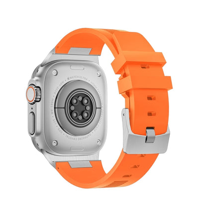 Skorter | For Apple Watch 42mm Loners Liquid Silicone Watch Band (Silver Orange)
