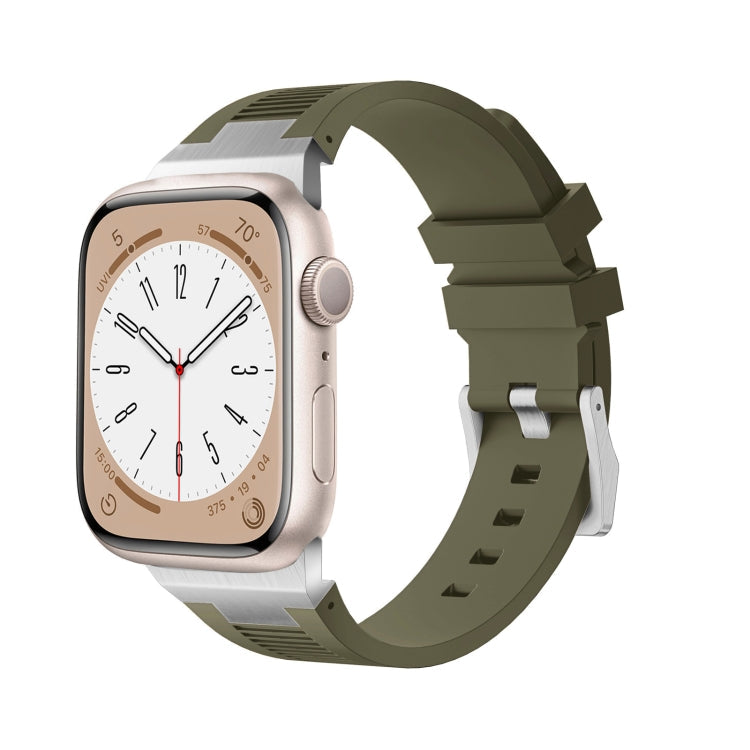 Skorter | For Apple Watch 42mm Loners Liquid Silicone Watch Band (Silver Green)