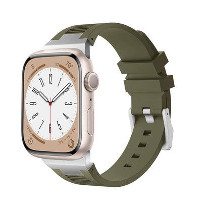 Skorter | For Apple Watch 42mm Loners Liquid Silicone Watch Band (Silver Green)