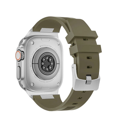 Skorter | For Apple Watch 42mm Loners Liquid Silicone Watch Band (Silver Green)