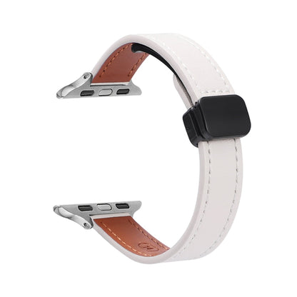 Skorter | For Apple Watch SE 2023 40mm Slim Magnetic Buckle Genuine Leather Watch Band (Solid Beige)