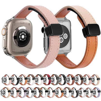 Skorter | For Apple Watch SE 2023 40mm Slim Magnetic Closure Genuine Leather Watch Band (Solid Apricot)