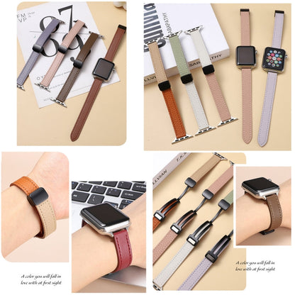 Skorter | For Apple Watch SE 2023 40mm Slim Magnetic Closure Genuine Leather Watch Band (Solid Apricot)