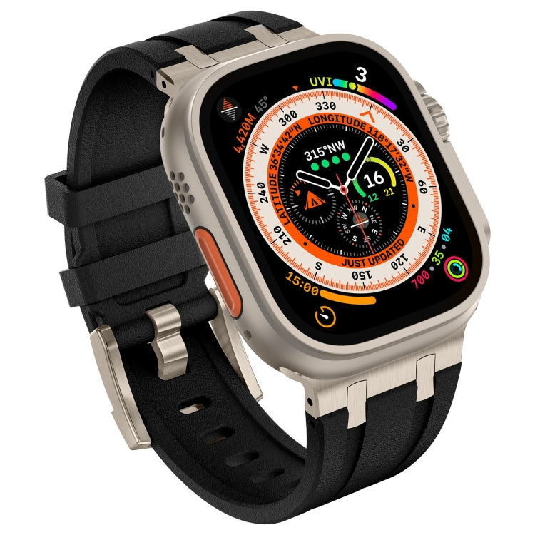 Skorter | For Apple Watch Series 8 45mm Stone Grain Liquid Silicone Band (Titan Black)