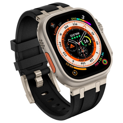 Skorter | For Apple Watch Series 8 45mm Stone Grain Liquid Silicone Band (Titan Black)