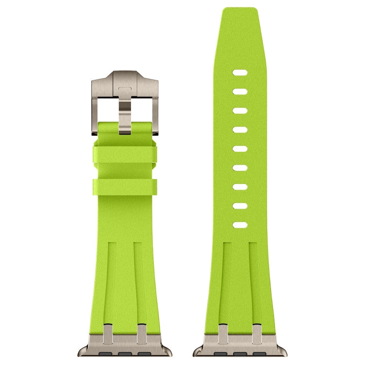 Skorter | For Apple Watch Series 8 45mm Stone Look Liquid Silicone Watch Band (Titanium Green)