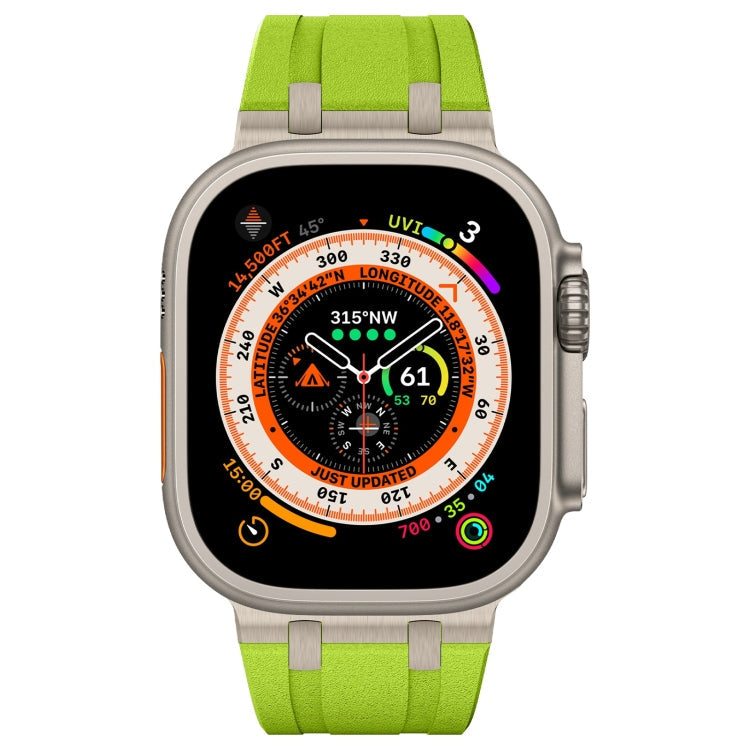 Skorter | For Apple Watch Series 8 45mm Stone Look Liquid Silicone Watch Band (Titanium Green)