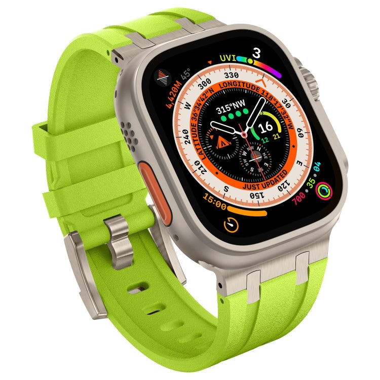 Skorter | For Apple Watch Series 8 45mm Stone Look Liquid Silicone Watch Band (Titanium Green)