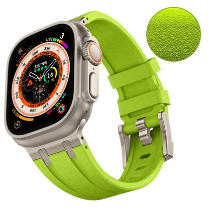 Skorter | For Apple Watch SE 44mm Stone Grain Liquid Silicone Watch Strap (Titanium Green)