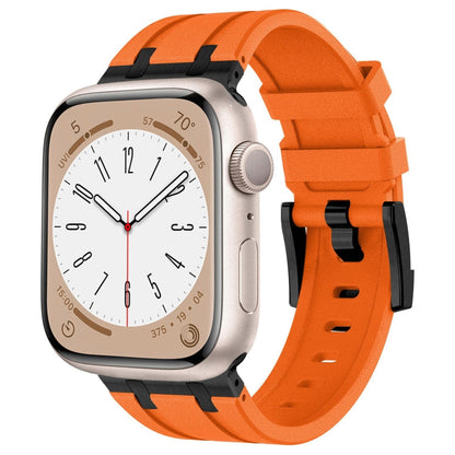 Skorter | For Apple Watch 42mm Stone Texture Liquid Silicone Strap (Black Orange)