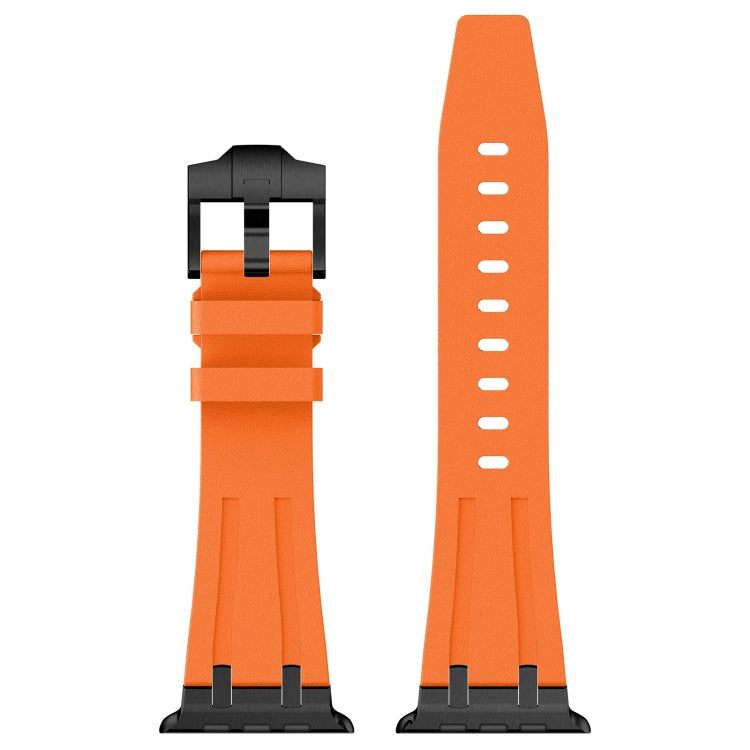 Skorter | For Apple Watch 42mm Stone Texture Liquid Silicone Strap (Black Orange)