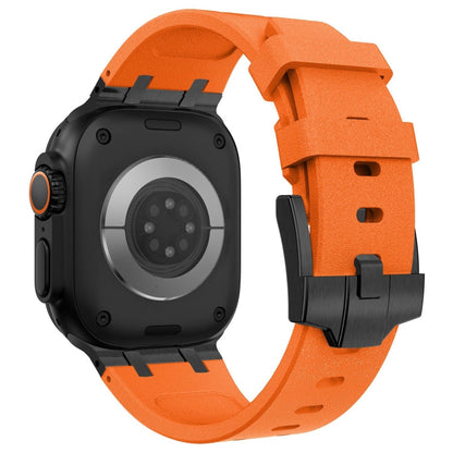 Skorter | For Apple Watch 42mm Stone Texture Liquid Silicone Strap (Black Orange)