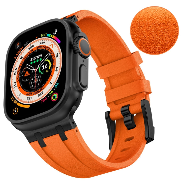 Skorter | For Apple Watch 42mm Stone Texture Liquid Silicone Strap (Black Orange)