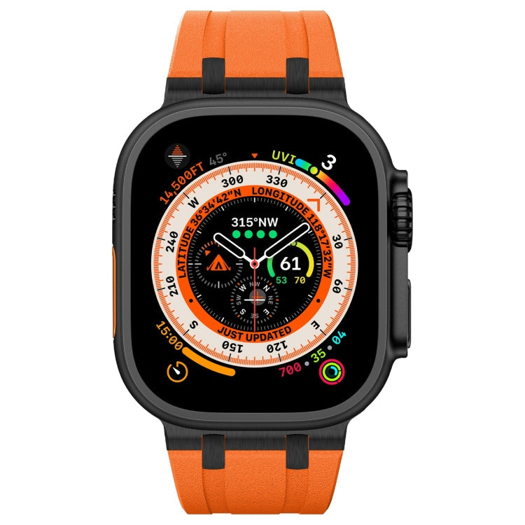 Skorter | For Apple Watch 42mm Stone Texture Liquid Silicone Strap (Black Orange)