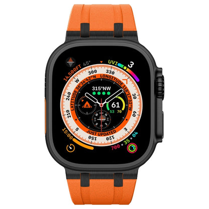 Skorter | For Apple Watch 42mm Stone Texture Liquid Silicone Strap (Black Orange)
