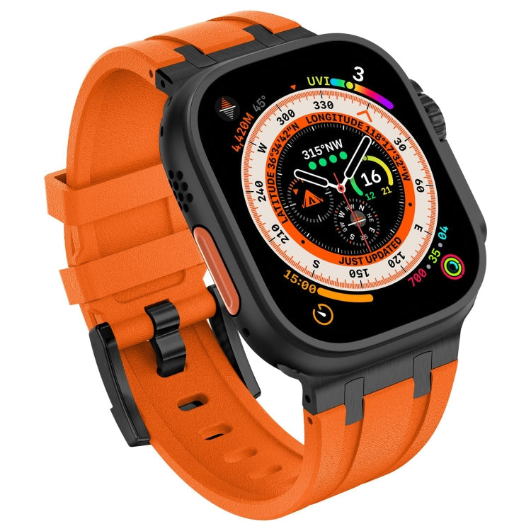 Skorter | For Apple Watch 42mm Stone Texture Liquid Silicone Strap (Black Orange)