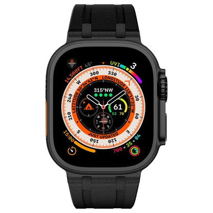 Skorter | For Apple Watch 42mm Stone Grain Liquid Silicone Watch Band (Black Black)