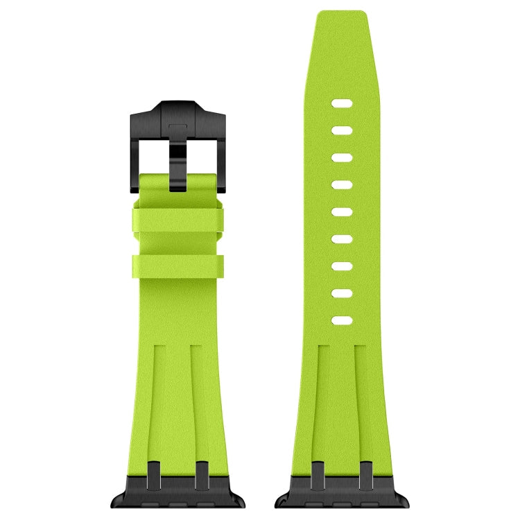 Skorter | For Apple Watch 42mm Stone Texture Liquid Silicone Watch Band (Black Green)