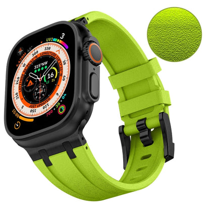 Skorter | For Apple Watch 42mm Stone Texture Liquid Silicone Watch Band (Black Green)