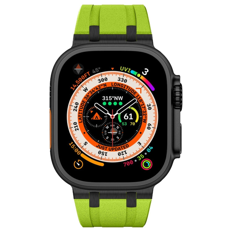 Skorter | For Apple Watch 42mm Stone Texture Liquid Silicone Watch Band (Black Green)