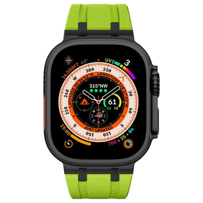 Skorter | For Apple Watch 42mm Stone Texture Liquid Silicone Watch Band (Black Green)