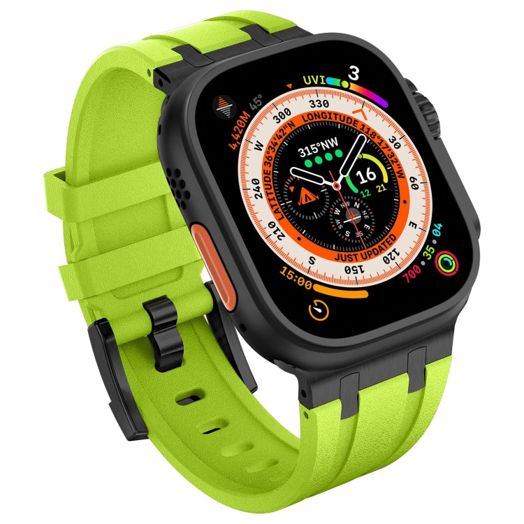 Skorter | For Apple Watch 42mm Stone Texture Liquid Silicone Watch Band (Black Green)