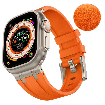 Skorter | For Apple Watch 42mm Stone Pattern Liquid Silicone Watch Band (Titanium Orange)