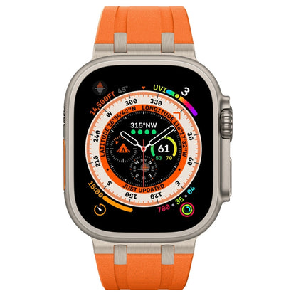 Skorter | For Apple Watch 42mm Stone Pattern Liquid Silicone Watch Band (Titanium Orange)