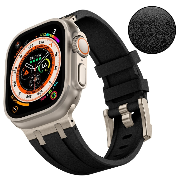 Skorter | For Apple Watch 42mm Stone Texture Liquid Silicone Strap (Titan Black)