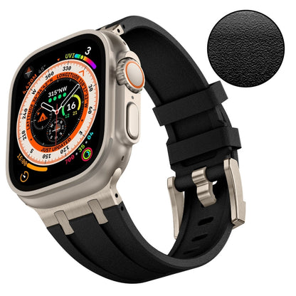 Skorter | For Apple Watch 42mm Stone Texture Liquid Silicone Strap (Titan Black)