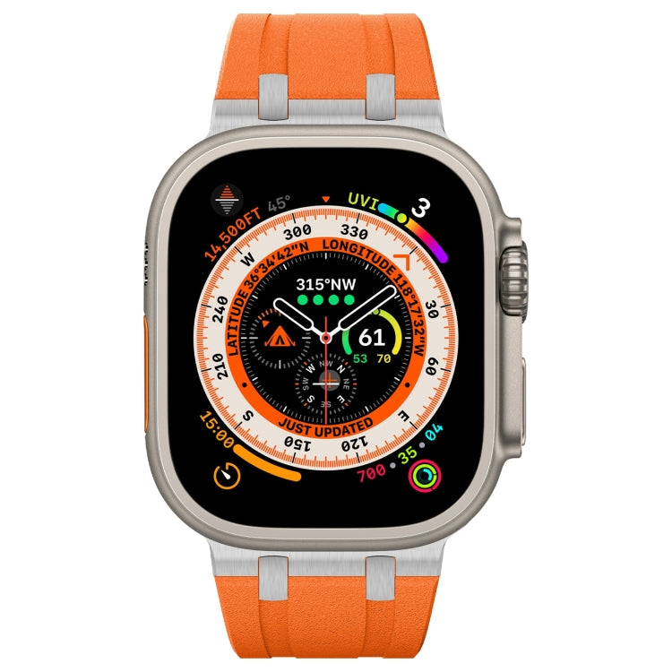 Skorter | For Apple Watch 42mm Stone Grain Liquid Silicone Watch Band (Silver Orange)