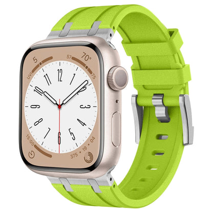 Skorter | For Apple Watch 42mm Stone Texture Liquid Silicone Watch Band (Silver Green)