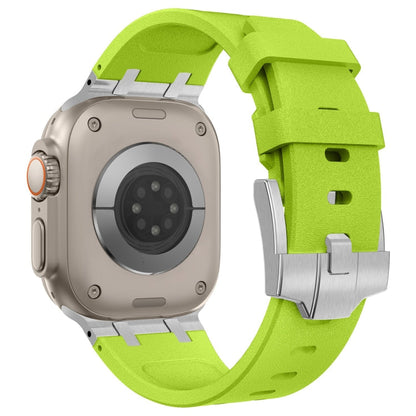 Skorter | For Apple Watch 42mm Stone Texture Liquid Silicone Watch Band (Silver Green)