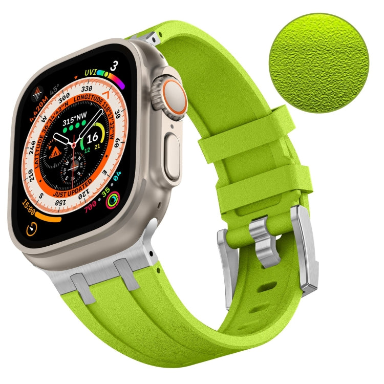 Skorter | For Apple Watch 42mm Stone Texture Liquid Silicone Watch Band (Silver Green)