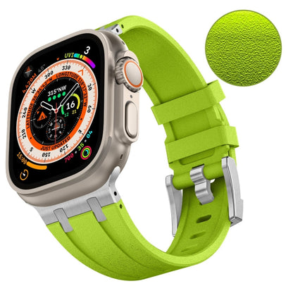 Skorter | For Apple Watch 42mm Stone Texture Liquid Silicone Watch Band (Silver Green)
