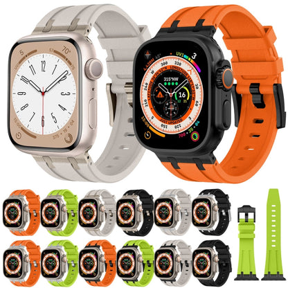 Skorter | For Apple Watch 42mm Stone Grain Liquid Silicone Watch Band (Silver Orange)