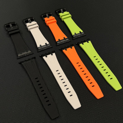 Skorter | For Apple Watch 42mm Stone Grain Liquid Silicone Watch Strap (Silver Black)
