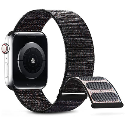 Skorter | For Apple Watch Series 2 42mm Dual Hook and Loop Nylon Strap (Reflective Black)