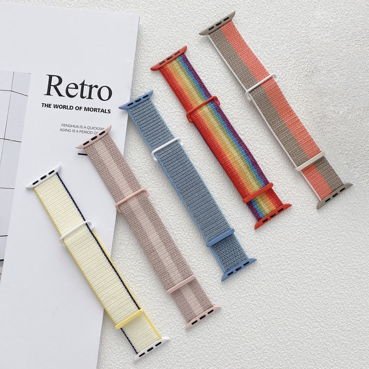 Skorter | For Apple Watch SE 2023 44mm Dual Hook and Loop Nylon Watch Band (Rainbow)