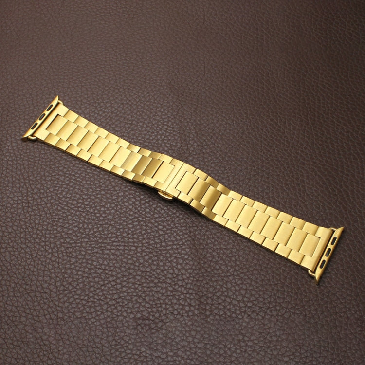 Skorter | For Apple Watch 42mm Three-Bead Butterfly Buckle Metal Band (Gold)