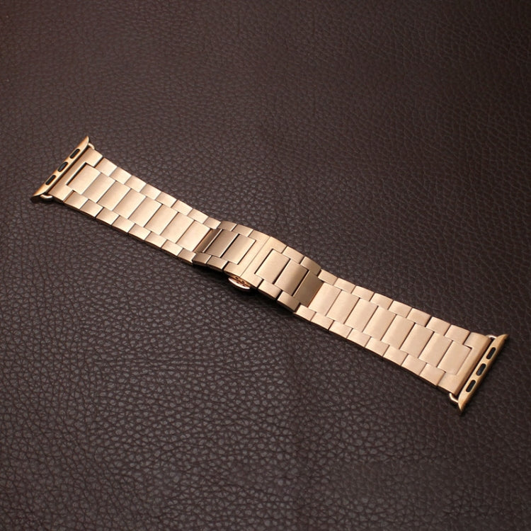 Skorter | For Apple Watch 42mm Three-Bead Butterfly Clasp Metal Band (Rose Gold)