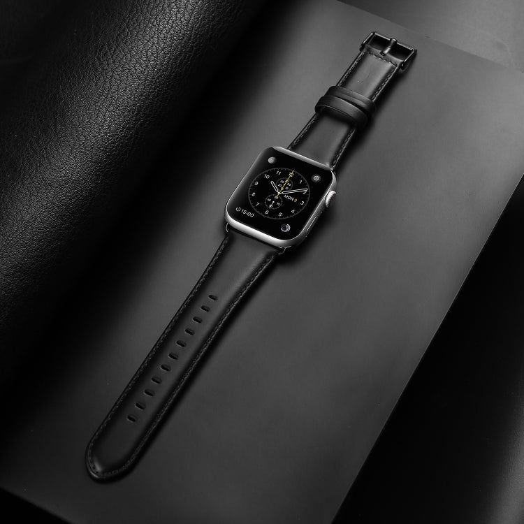 Skorter | For Apple Watch SE 2023 44mm DUX DUCIS Business Genuine Leather Watch Band (Black)