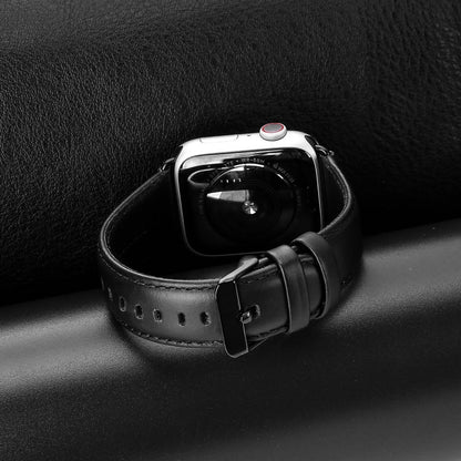 Skorter | For Apple Watch SE 2023 44mm DUX DUCIS Business Genuine Leather Watch Band (Black)