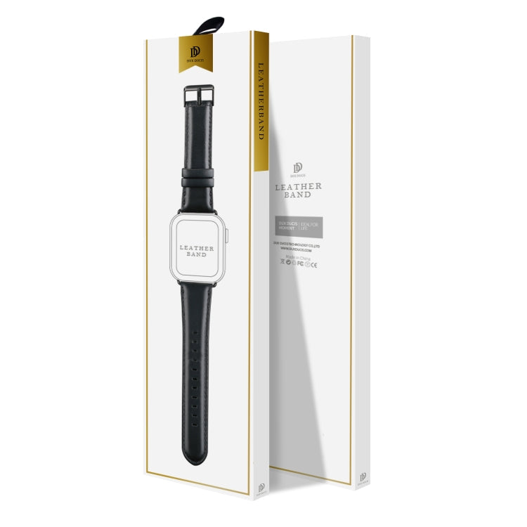 Skorter | For Apple Watch SE 2023 44mm DUX DUCIS Business Genuine Leather Watch Band (Black)