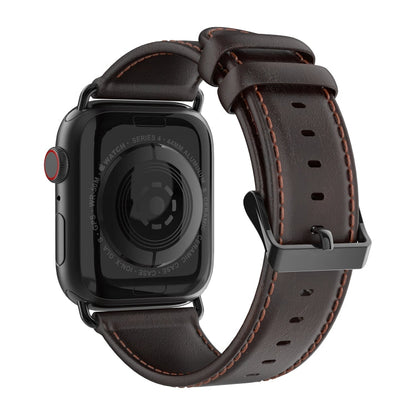 Skorter | For Apple Watch SE 2023 44mm DUX DUCIS Business Genuine Leather Watch Strap (Coffee)